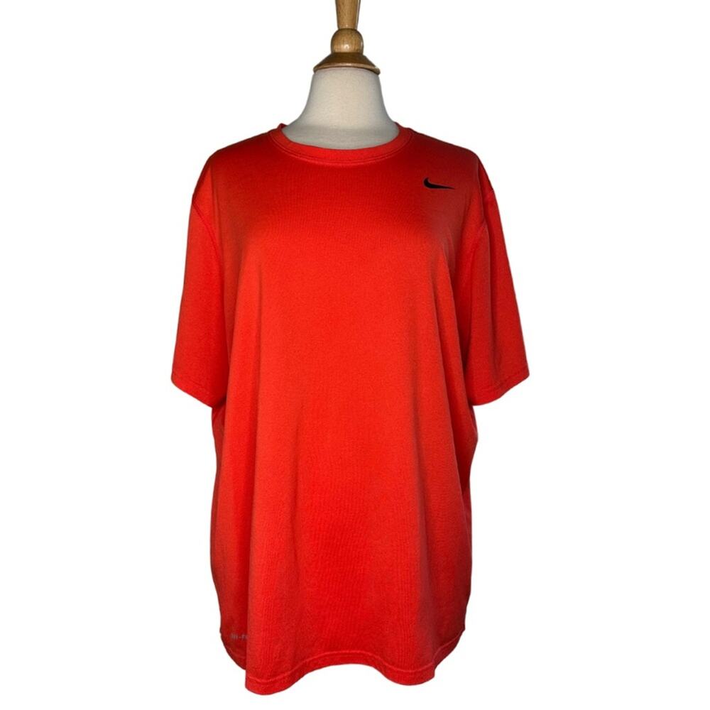 Nike Red Short Sleeve Tee Relaxed Fit Work Out Exercise Running DriFit Loose F8